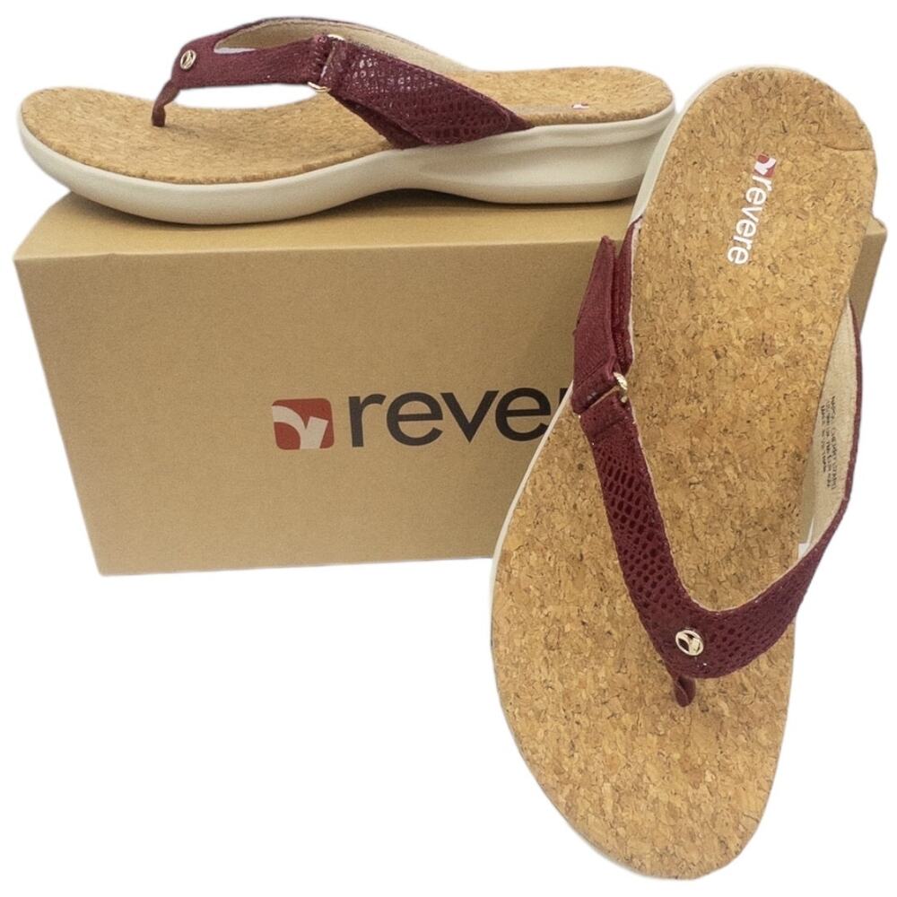 Revere Napoli Sandal Women 9 Red Toe Post Arch Support Comfort Wide Fit NWT
